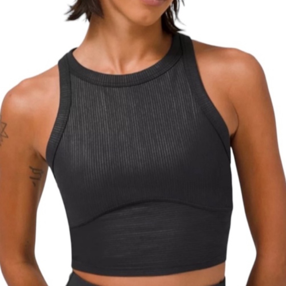 Lululemon Blissful Bend Tank Top in Distressed‎ Stripe Emboss Black
